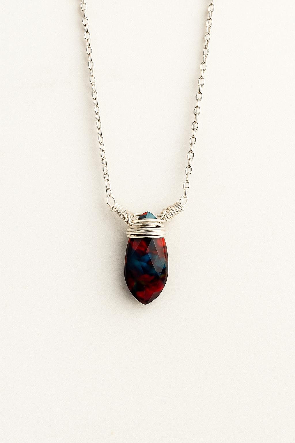 Ammolite necklace in sterling silver or gold filled - handmade in California