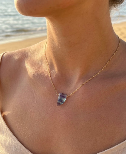 14K gold filled fluorite necklace - Genius Stone mental clarity hypoallergenic