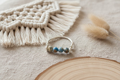 Luna Ring | Blauer Meeressediment-Jaspis | Drahtgewickelt | Gold, Silber oder Roségold | Hypoallergen | Vom Ozean inspiriert