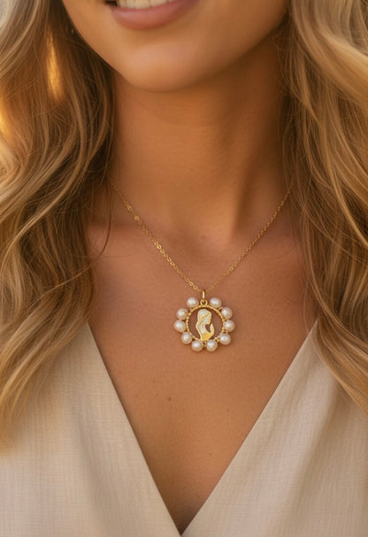 Divine Pearl Mary Necklace