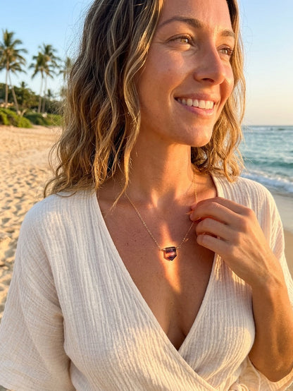 AAA ametrine faceted crystal dainty - sterling silver gold filled layering necklace