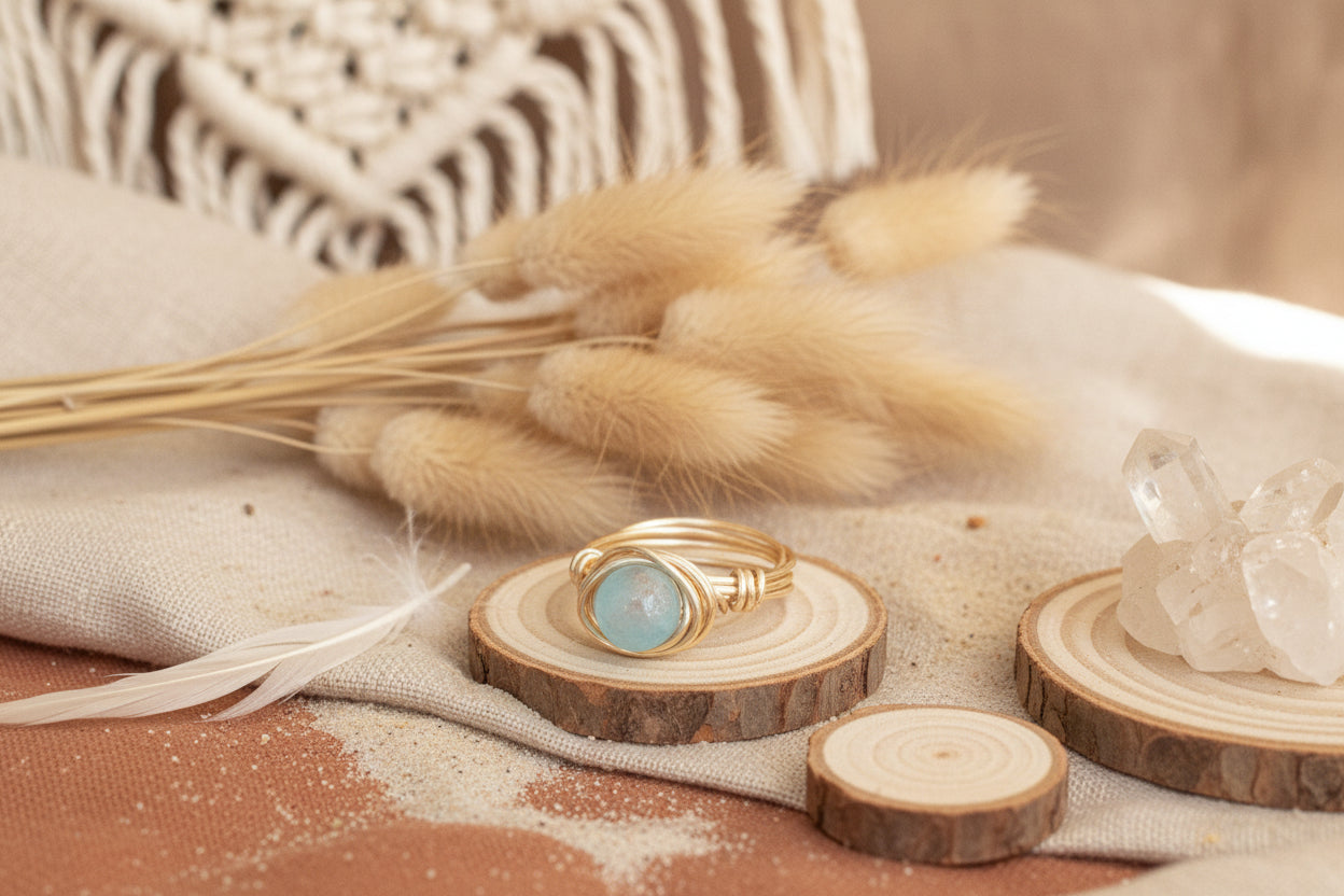 Agate ring collection - wire wrapped gemstone rings handmade California