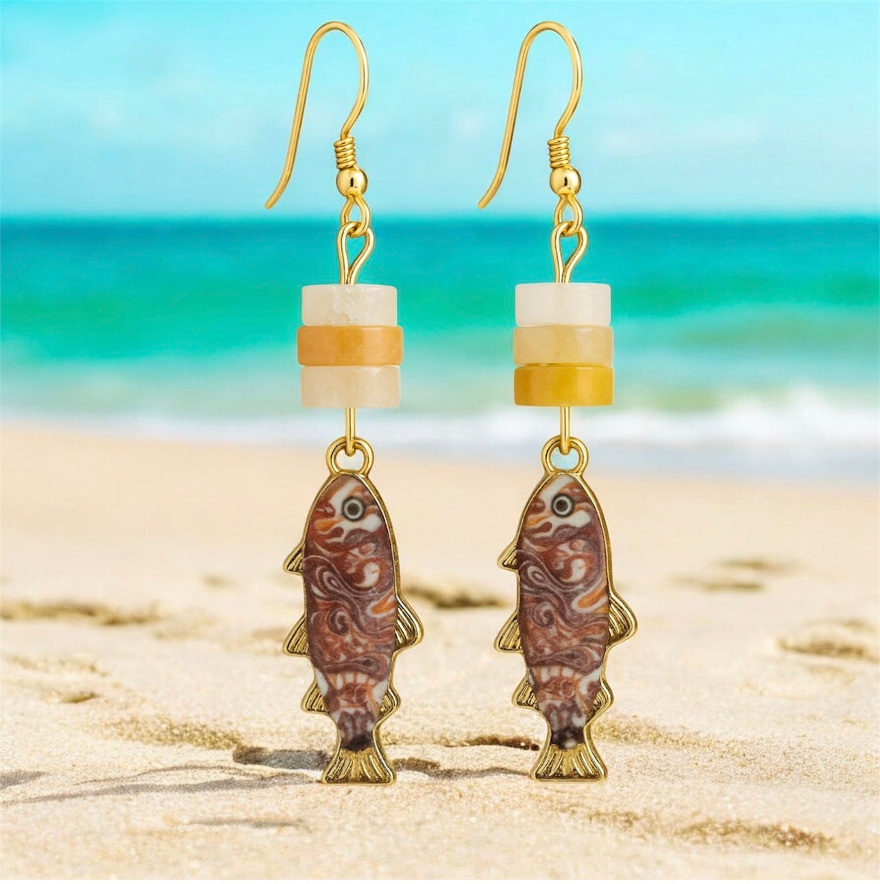 Beach dangle earrings hypoallergenic - summer vacation jewelry sensitive skin