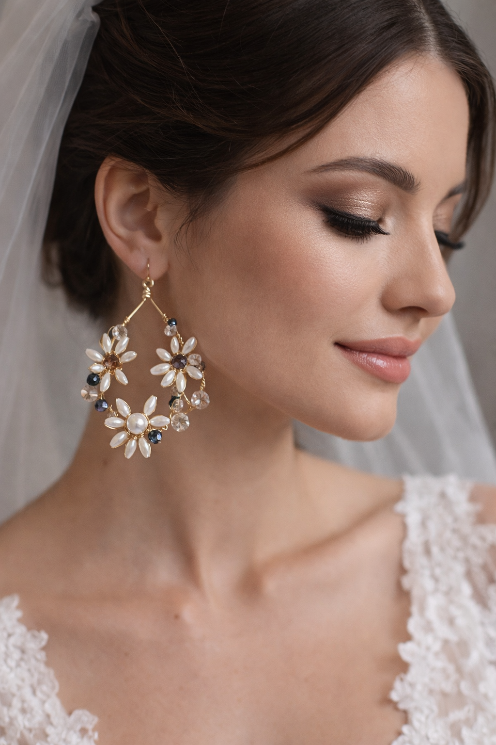 Pearl Crystal Bridal Wedding Earrings | Dangle Drop Bridesmaid Jewelry