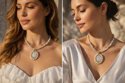 Catholic Miraculous Mary necklace with semi-precious Amazonite - baptism confirmation gift