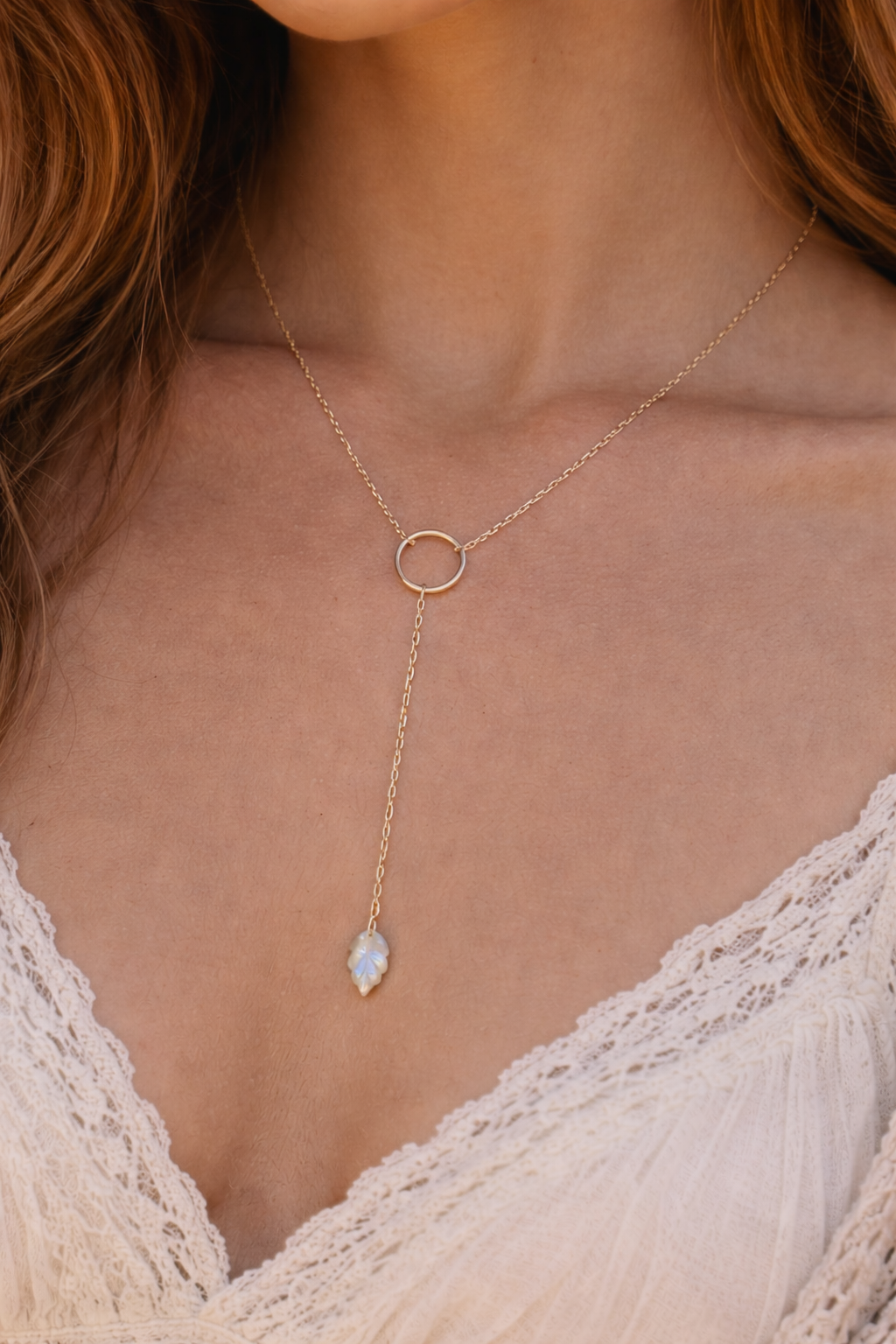Celestial moonstone necklace - hypoallergenic tarnish resistant chain