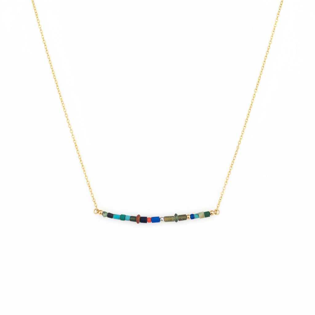 Dainty turquoise and lapis lazuli necklace in 14K gold filled - natural gemstone layering necklace