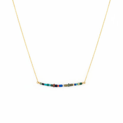 Dainty turquoise and lapis lazuli necklace in 14K gold filled - natural gemstone layering necklace