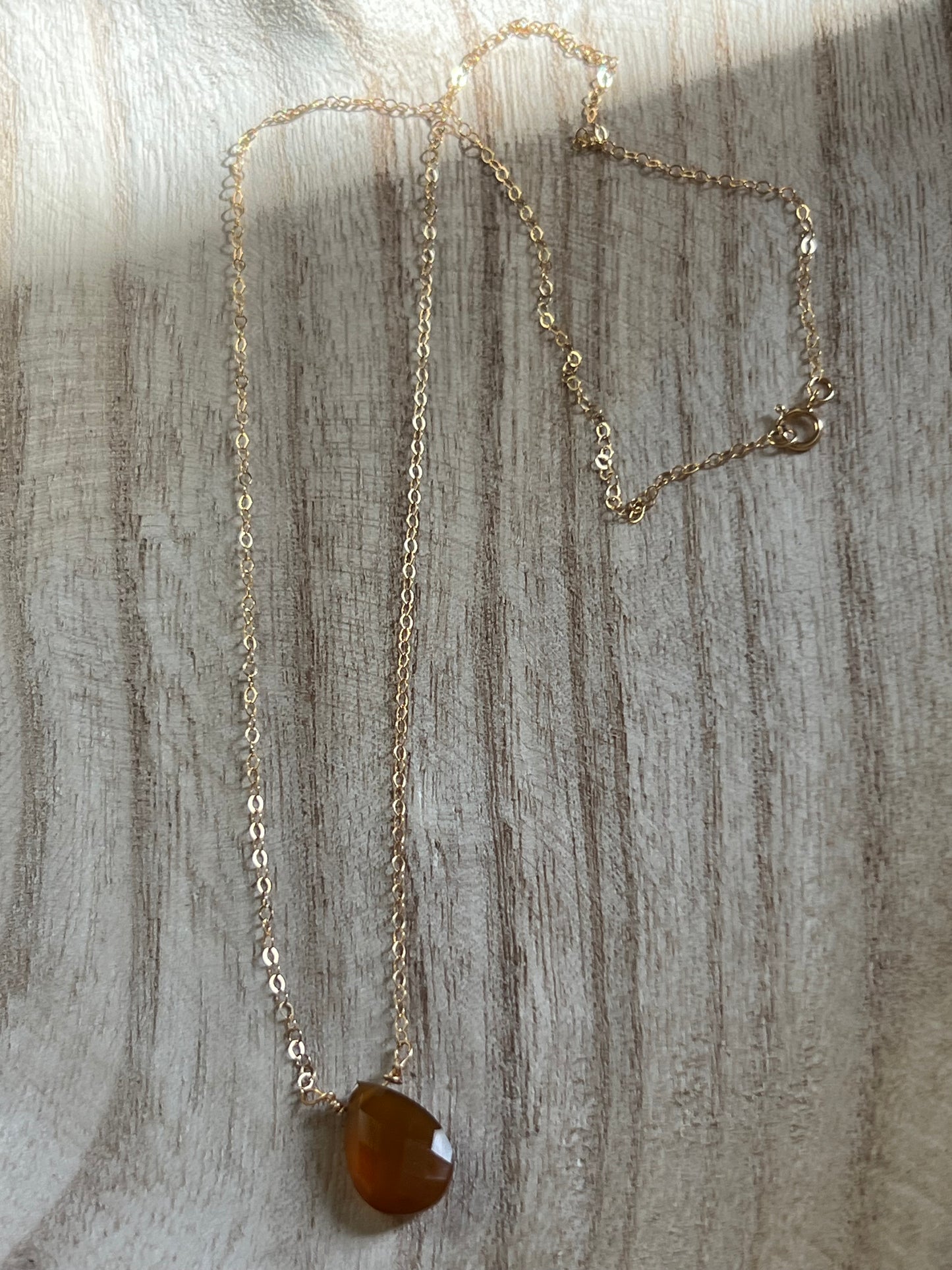 Dainty yellow onyx pendant necklace, handmade natural stone jewelry