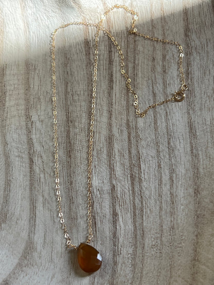 Dainty yellow onyx pendant necklace, handmade natural stone jewelry