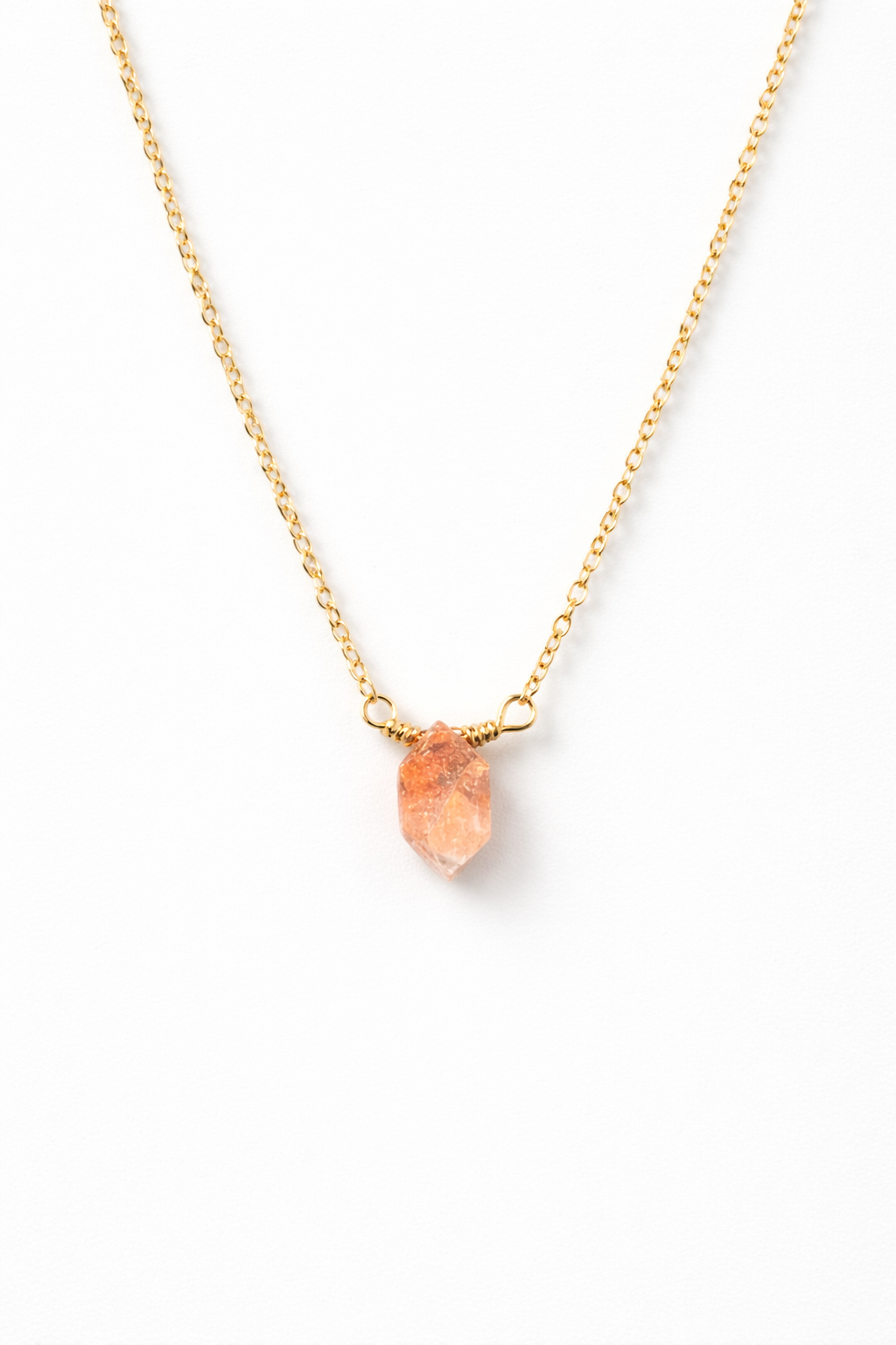 Delicate sunstone gemstone necklace in sterling silver - minimalist layering jewelry California made
