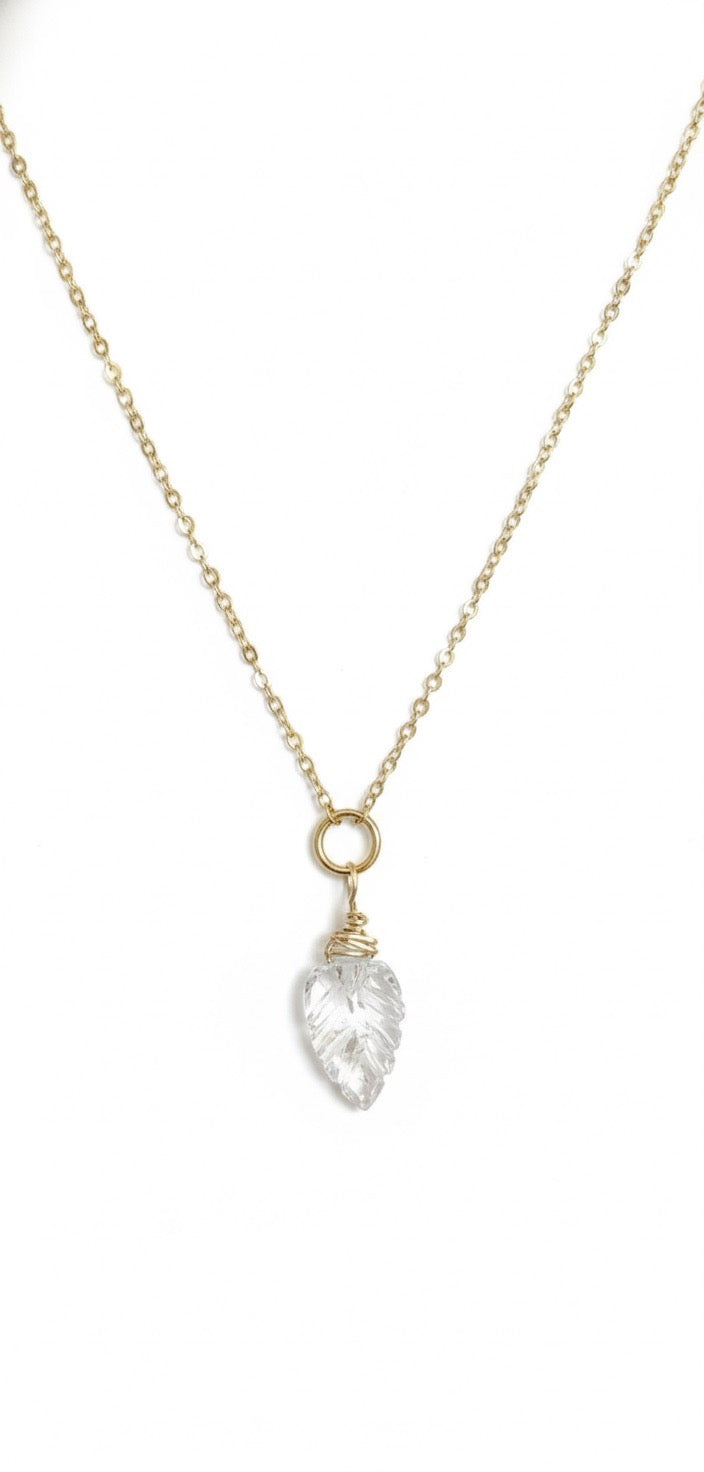 Delicate wire wrapped quartz necklace - nature lover gift jewelry handmade in California