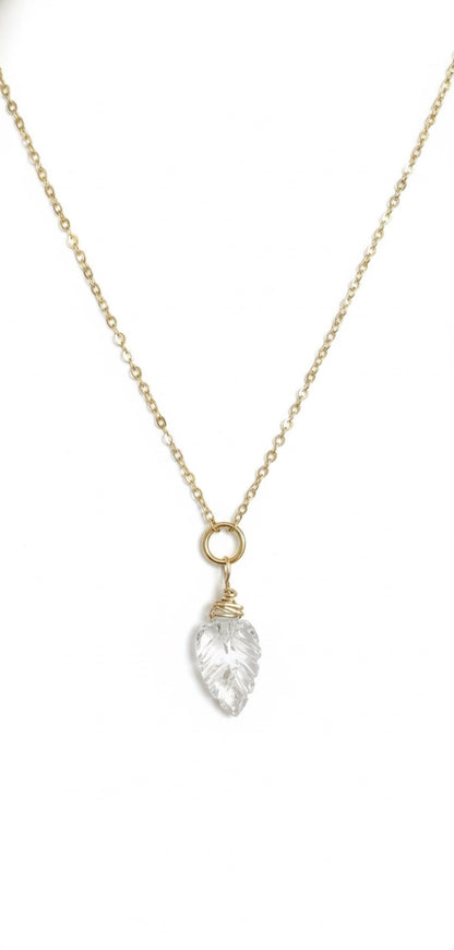 Delicate wire wrapped quartz necklace - nature lover gift jewelry handmade in California