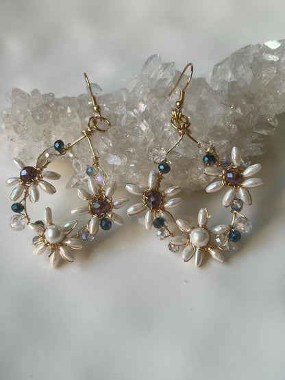 Elegant pearl drop earrings with crystals - bridal bridesmaid gift jewelry