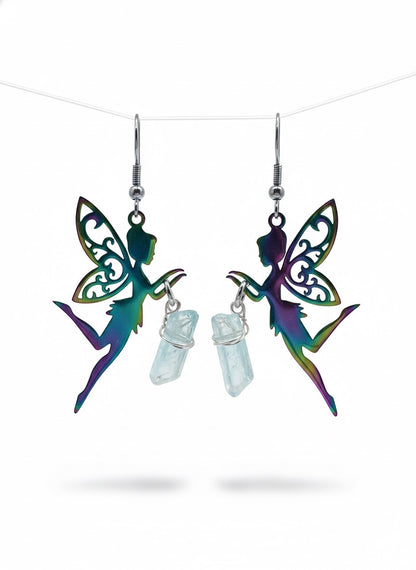 Enchanted raw quartz crystal earrings - handmade hypoallergenic studs