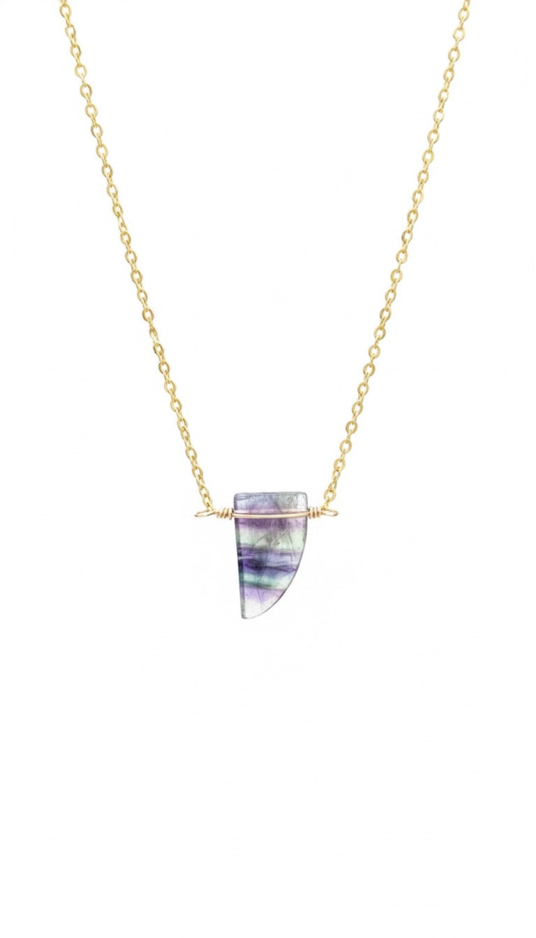Fluorite crystal necklace 14K gold filled or sterling silver - natural gemstone healing jewelry