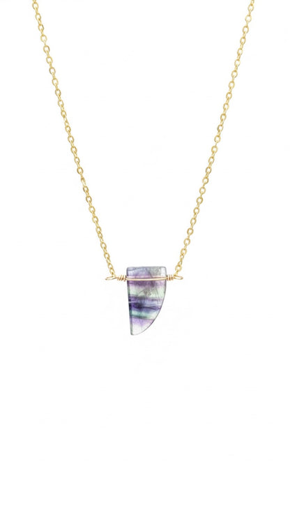 Fluorite crystal necklace 14K gold filled or sterling silver - natural gemstone healing jewelry