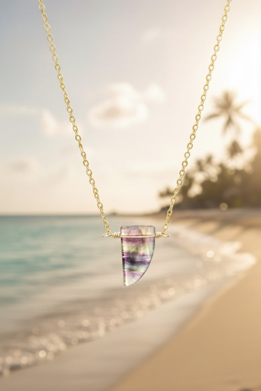 Fluorite necklace 16 inch - spiritual protection crystal jewelry ready to ship