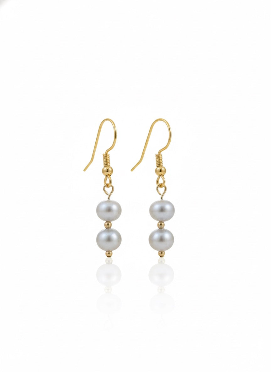 Freshwater pearl earrings handmade - dainty drop earrings with genuine pearls
