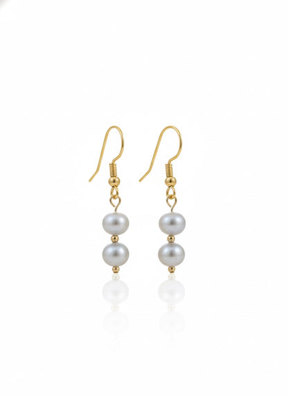 Freshwater pearl earrings handmade - dainty drop earrings with genuine pearls