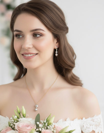 Freshwater pearl earrings sterling silver - dainty bridal bridesmaid earrings June birthstone