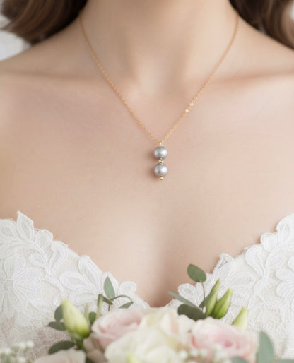 Freshwater pearl necklace sterling silver - dainty bridal bridesmaid jewelry June birthstone