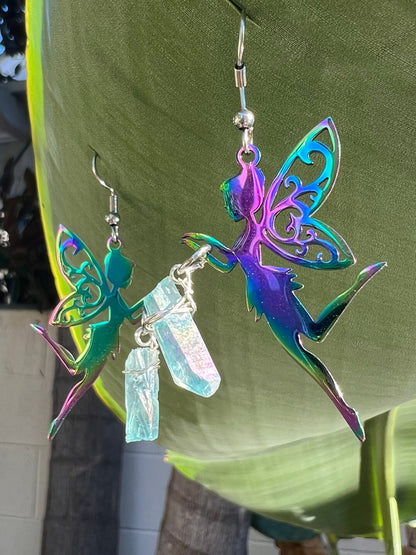 Handcrafted raw quartz crystal earrings by Odella Jewelry