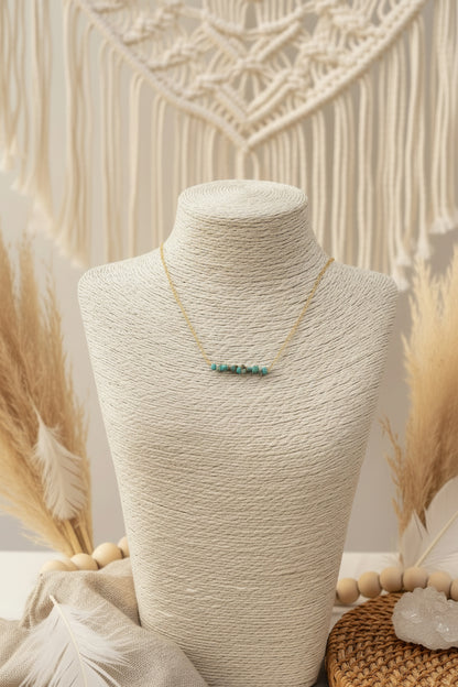 Handcrafted turquoise necklace in sterling silver or 14K gold - minimalist boho gemstone jewelry