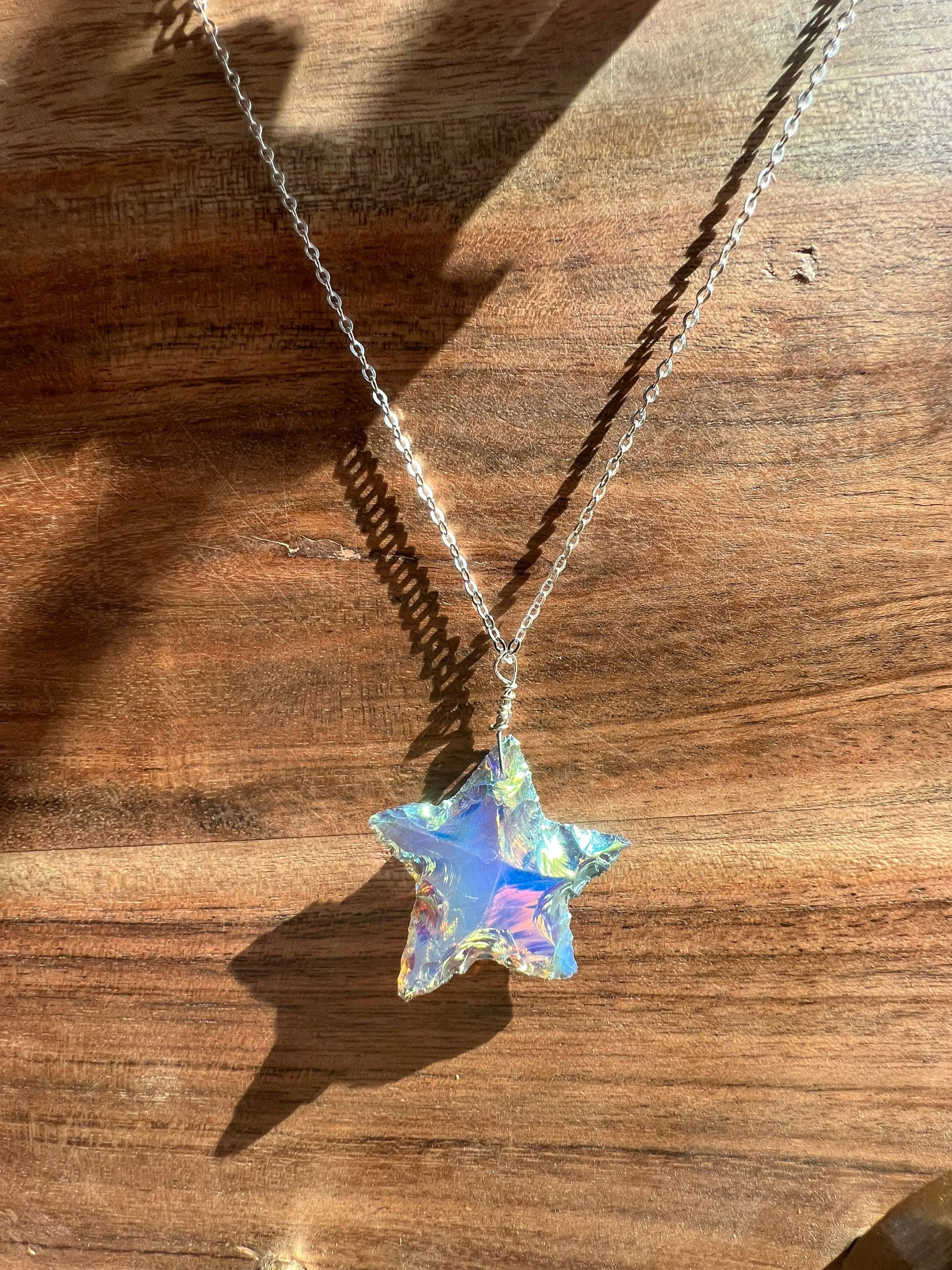 Handmade angel aura star pendant necklace - hypoallergenic crystal jewelry