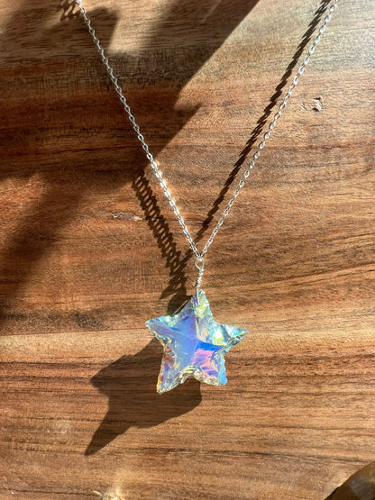 Handmade angel aura star pendant necklace - hypoallergenic crystal jewelry