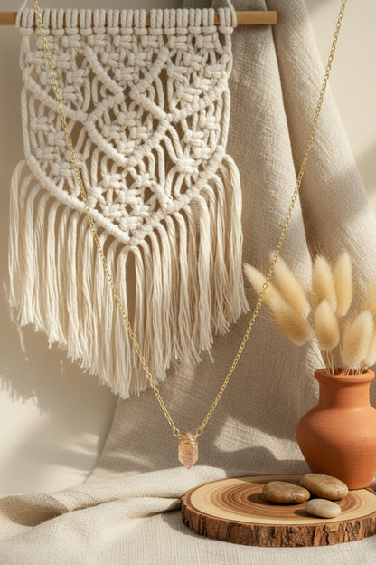 Handmade dainty sunstone necklace - minimalist boho layering jewelry everyday wear