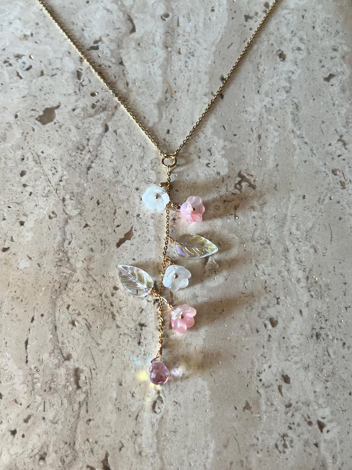  Handmade lily of the valley flower necklace close-up - romantic botanical jewelry sterling silver