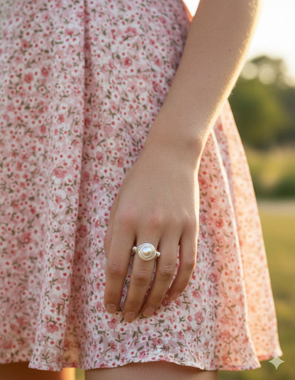 Handmade natural pearl ring - wire wrap boho jewelry California