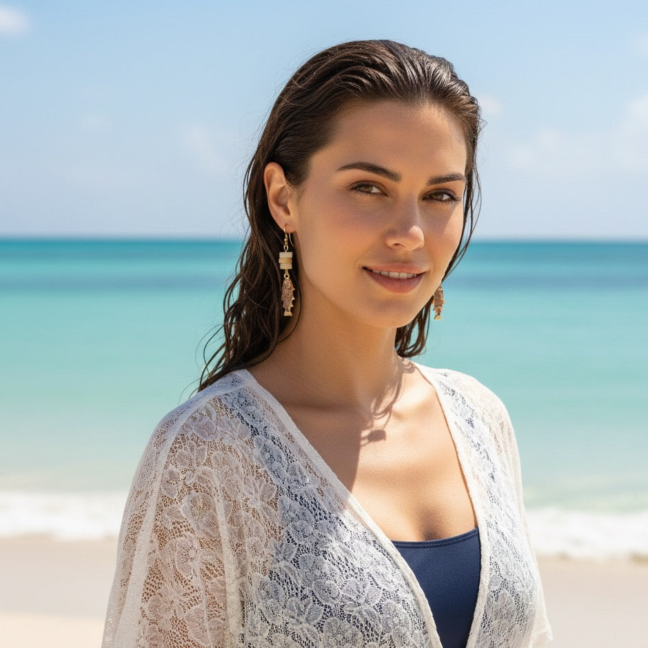 Hypoallergenic beach earrings natural gemstone - won't cause allergies nickel-free
