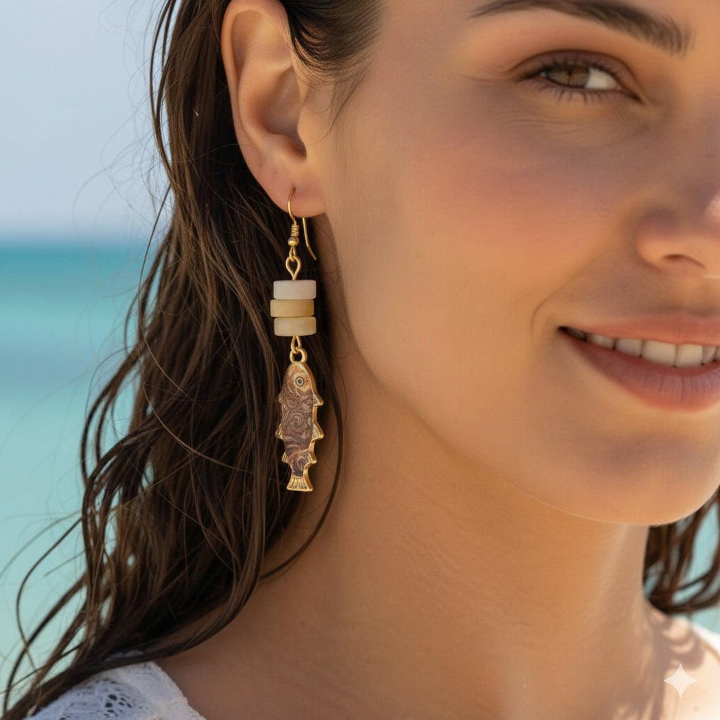 Hypoallergenic beach jewelry earrings - allergy-free natural gemstone California