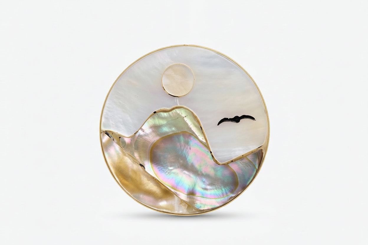 Iridescent abalone shell necklace intarsia inlay - wearable art nature jewelry California