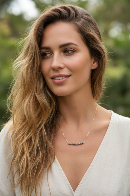 Jasper necklace - dainty gemstone beads 14K gold filled handmade California"

