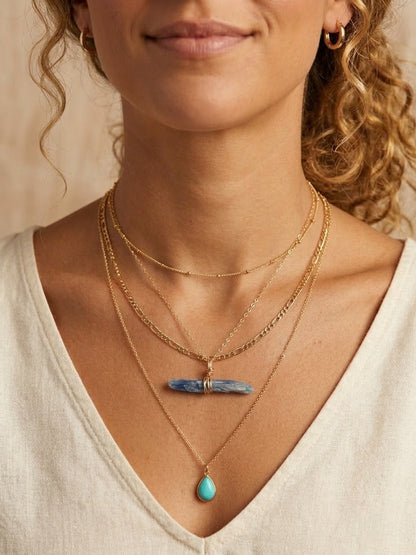 Kyanite necklace layering style, natural gemstone jewelry ready to gift