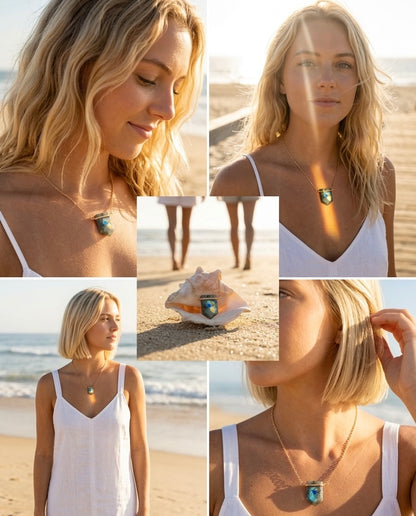 Labradorite crystal necklace gold or silver - intuition transformation jewelry