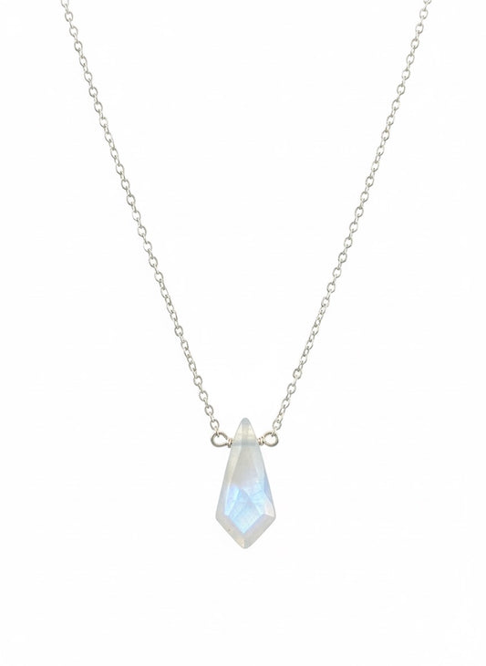 Moonstone necklace handmade - delicate natural moonstone pendant with adularescence shimmer