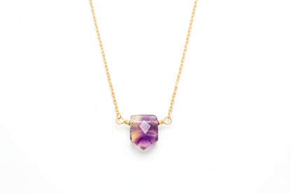 Multi ametrine faceted crystal necklace - dainty minimalist 14 16 18 inch California handmade