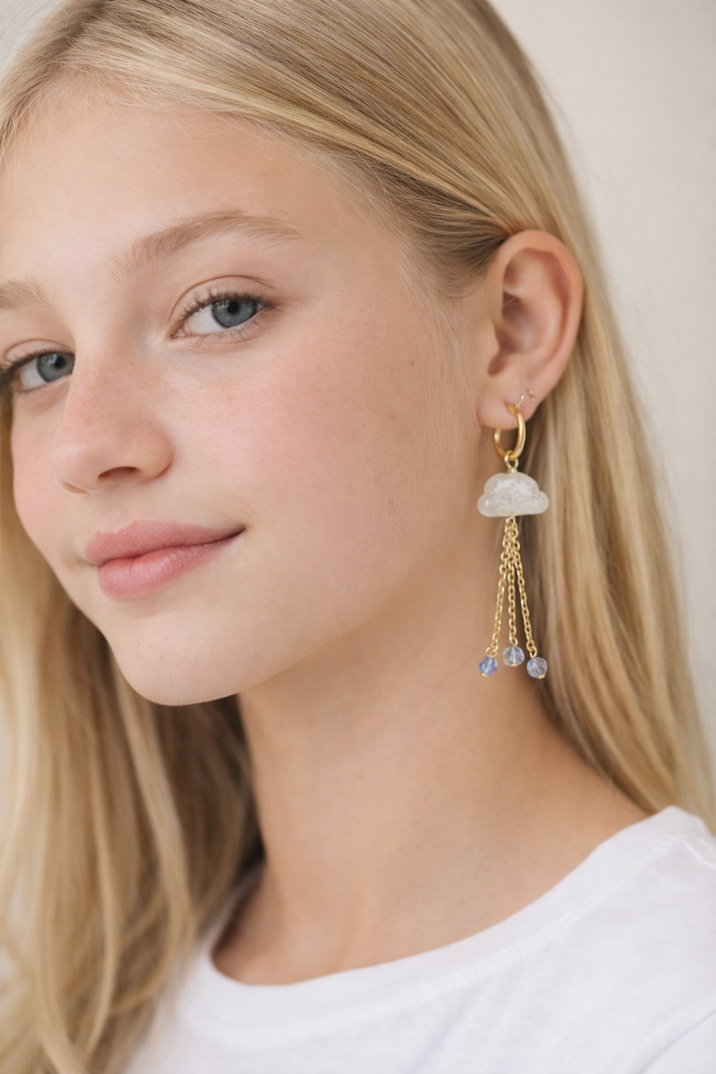 Natural moonstone cloud earrings - one of a kind gemstone dangle earrings handcrafted in California