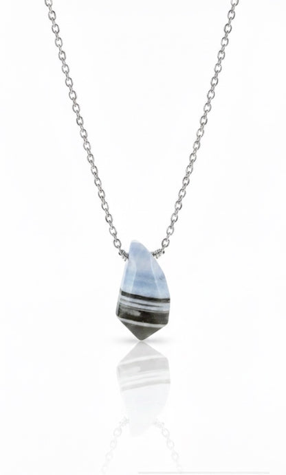 Natural blue Peruvian opal necklace - briolette gemstone pendant hypoallergenic jewelry