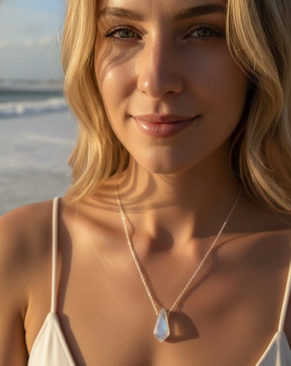 Natural moonstone necklace gold filled - genuine gemstone pendant June birthstone jewelry