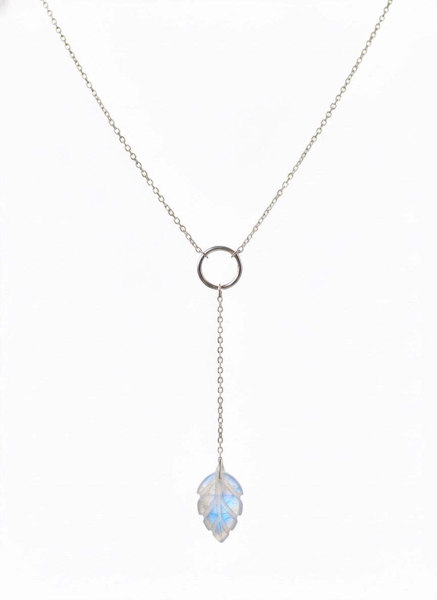 Natural moonstone necklace with wire wrapped pendant - June birthstone jewelry