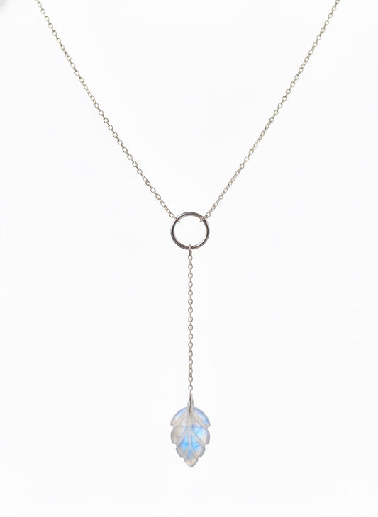 Natural moonstone necklace with wire wrapped pendant - June birthstone jewelry