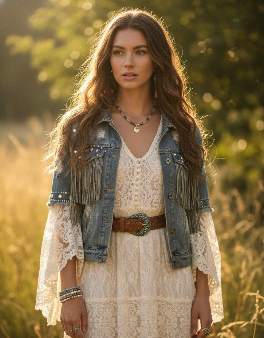 Natural stone sparkly cross necklace - crystal beads handmade faith jewelry California made