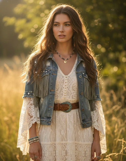 Natural stone sparkly cross necklace - crystal beads handmade faith jewelry California made