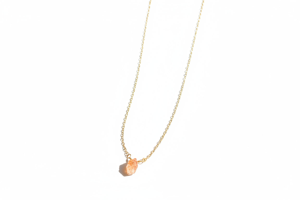 Natural sunstone dainty necklace - simple minimalist gemstone jewelry gift for her