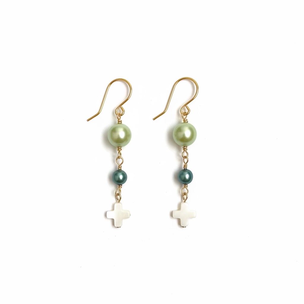 Pearl Cross Dangle Earrings – Handmade Christian Jewelry